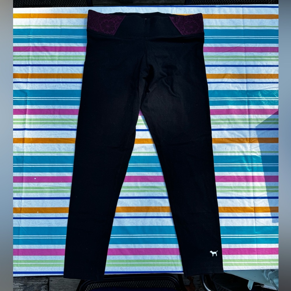 Victoria's Secret Black and Purple Kids Leggings